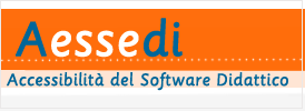 Rettangolo contenente la sigla Aessedi e lo slogan Accessibilità del Software Didattico.