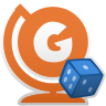 Icona di un mappamondo aranzione con la lettera "G" scritta sulla sfera. Davanti, un dado a sei facce.