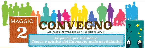 convegno giornata di formazione per l'inclusione. Sagome di persone di colori diversi